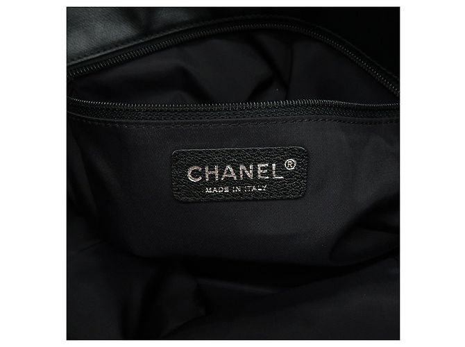 CHANEL Paris Biarritz COCO Mark Leder Canvas Tote Bag Schwarz A34209 - Ansicht 22
