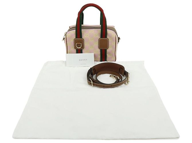 Borsa 2Way GUCCI Sherry GG Canvas Leather Borsa a Mano Rosa Giallo 856055 - vista 12