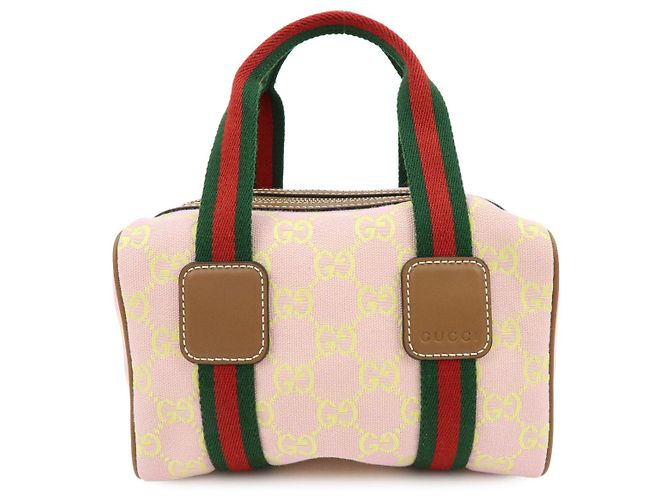 Borsa 2Way GUCCI Sherry GG Canvas Leather Borsa a Mano Rosa Giallo 856055 - vista 2