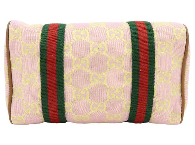 Borsa 2Way GUCCI Sherry GG Canvas Leather Borsa a Mano Rosa Giallo 856055 - vista 3