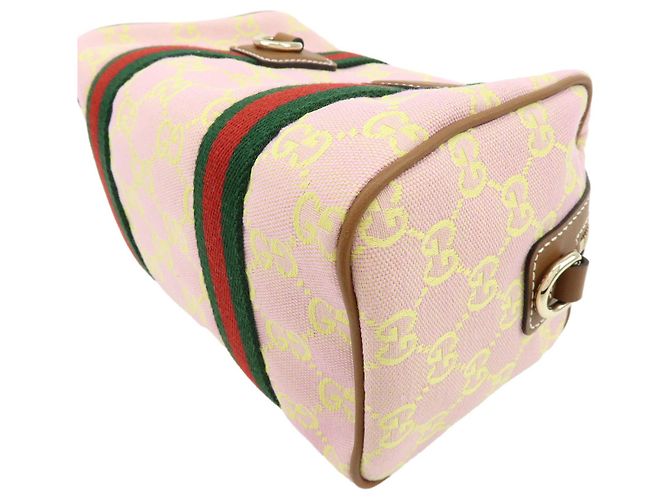 Borsa 2Way GUCCI Sherry GG Canvas Leather Borsa a Mano Rosa Giallo 856055 - vista 6