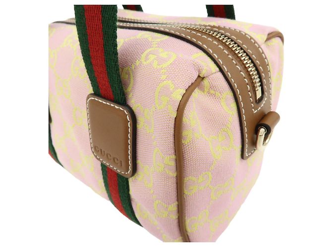 Borsa 2Way GUCCI Sherry GG Canvas Leather Borsa a Mano Rosa Giallo 856055 - vista 7