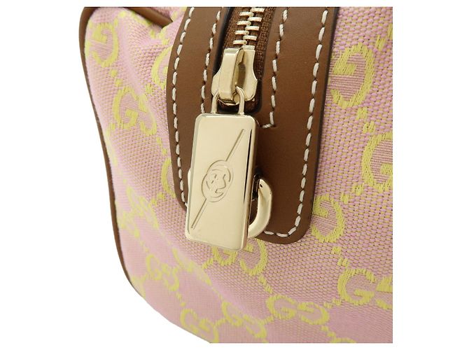 Borsa 2Way GUCCI Sherry GG Canvas Leather Borsa a Mano Rosa Giallo 856055 - vista 9