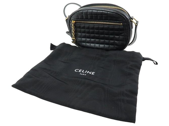 Céline CELINE C Charm Borsa a tracolla in pelle Borsa a spalla Borsa camera Nero - vista 24