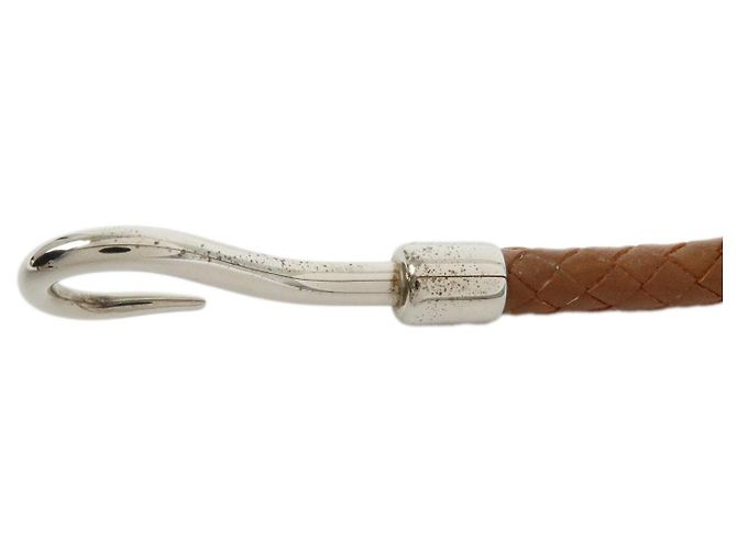 Hermès HERMES Jumbo Choker Bracciale in Pelle e Metallo Marrone Argento - vista 8