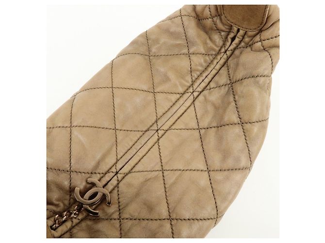 Borsa a tracolla e borsa a mano CHANEL Wild Stich in pelle di vitello Beige Metallic Pink - vista 18