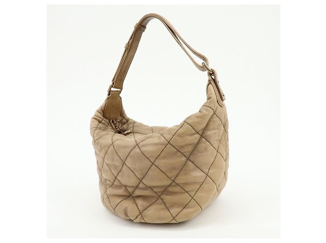 Borsa a tracolla e borsa a mano CHANEL Wild Stich in pelle di vitello Beige Metallic Pink - vista 3