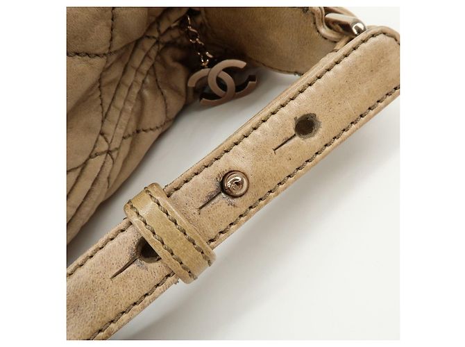 Borsa a tracolla e borsa a mano CHANEL Wild Stich in pelle di vitello Beige Metallic Pink - vista 7