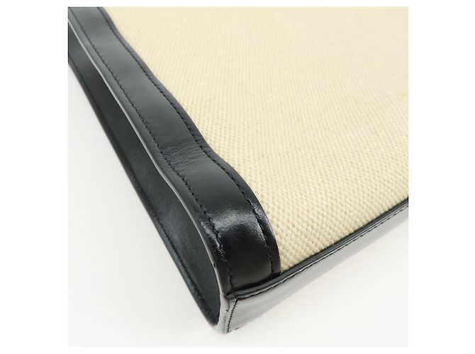 Céline CELINE Small Vertical Cabas Canvas Leather 2WAY Bag Tote Bag Beige Black - vista 13