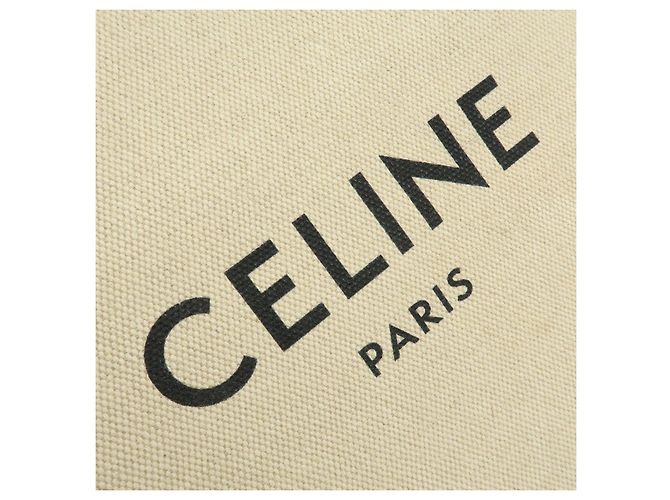 Céline CELINE Small Vertical Cabas Canvas Leather 2WAY Bag Tote Bag Beige Black - vista 18