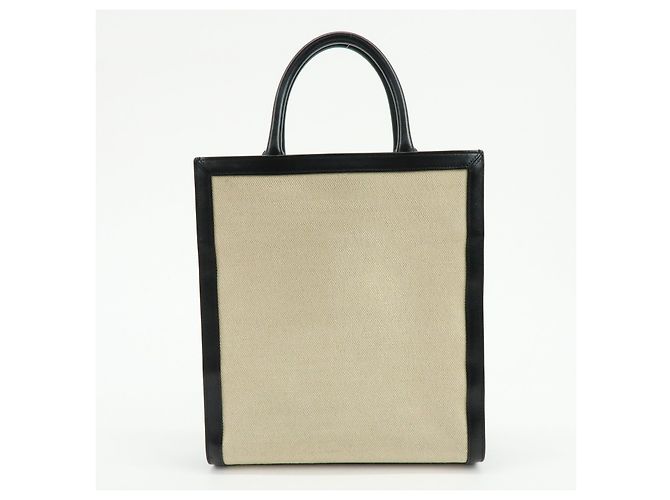 Céline CELINE Small Vertical Cabas Canvas Leather 2WAY Bag Tote Bag Beige Black - vista 2