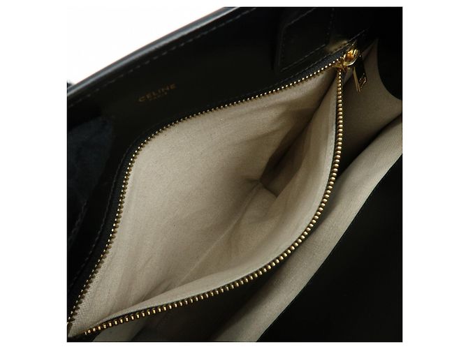 Céline CELINE Small Vertical Cabas Canvas Leather 2WAY Bag Tote Bag Beige Black - vista 23