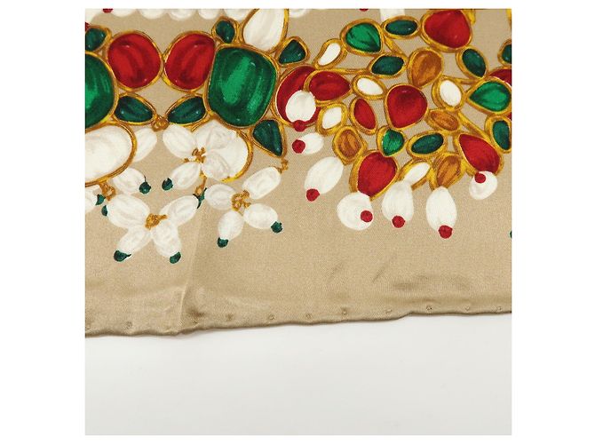 Sciarpa CHANEL COCO Mark Silk100% Fantasia Gioielli Marrone Rosso - vista 11