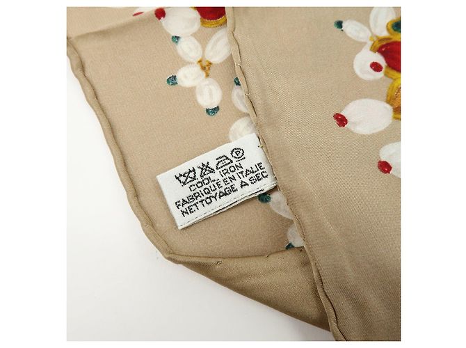 Sciarpa CHANEL COCO Mark Silk100% Fantasia Gioielli Marrone Rosso - vista 15