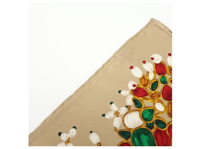 Sciarpa CHANEL COCO Mark Silk100% Fantasia Gioielli Marrone Rosso - vista 8