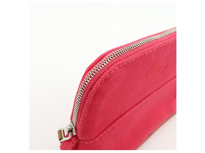 Hermès HERMES Mini Bolsa Bolide em lona de algodão e couro Rosa Bege - vista 10