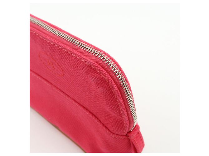Hermès HERMES Mini Bolsa Bolide em lona de algodão e couro Rosa Bege - vista 11