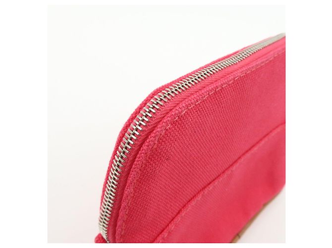 Hermès HERMES Mini Bolsa Bolide em lona de algodão e couro Rosa Bege - vista 12