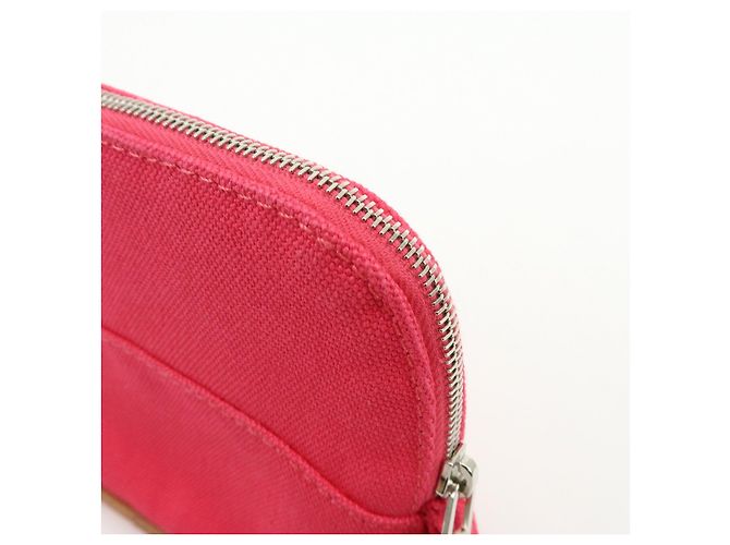Hermès HERMES Mini Bolsa Bolide em lona de algodão e couro Rosa Bege - vista 13