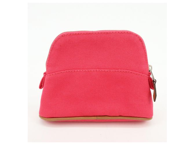 Hermès HERMES Mini Bolsa Bolide em lona de algodão e couro Rosa Bege - vista 2