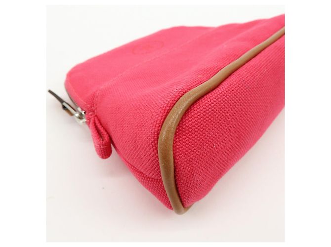 Hermès HERMES Mini Bolsa Bolide em lona de algodão e couro Rosa Bege - vista 6