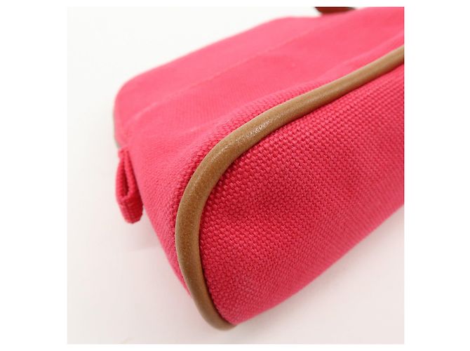 Hermès HERMES Mini Bolsa Bolide em lona de algodão e couro Rosa Bege - vista 8