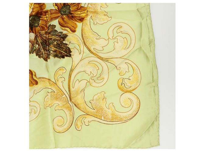 CHANEL Seidentuch 100% Sonnenblumenmuster Schal Hellgrün - Ansicht 8