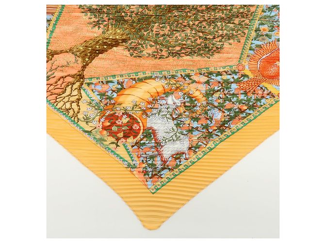 Hermès HERMES Foulard in Seta 100% Plissé AXIS MUNDI Orange - vista 6
