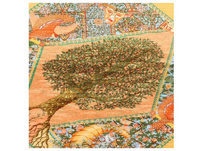 Hermès HERMES Foulard in Seta 100% Plissé AXIS MUNDI Orange - vista 7