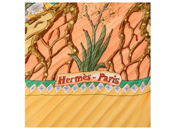 Hermès HERMES Foulard in Seta 100% Plissé AXIS MUNDI Orange - vista 9