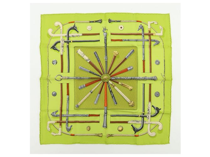 Hermès HERMES Carre 45 Set aus 2 Seidentücher 100% Seide Hellrosa Hellgrün Braun - Ansicht 13