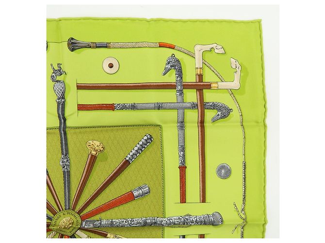 Hermès HERMES Carre 45 Set aus 2 Seidentücher 100% Seide Hellrosa Hellgrün Braun - Ansicht 16
