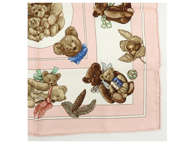 Hermès HERMES Carre 45 Set aus 2 Seidentücher 100% Seide Hellrosa Hellgrün Braun - Ansicht 7