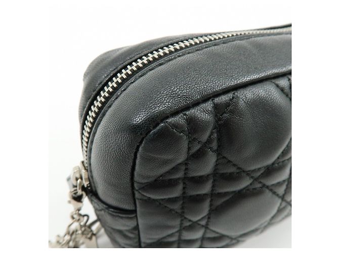 Christian Dior Lady Dior Cannage Accessory Pouch Makeup Bag Black - vista 10