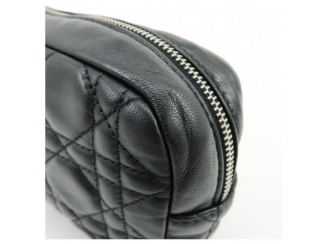 Christian Dior Lady Dior Cannage Accessory Pouch Makeup Bag Black - vista 11