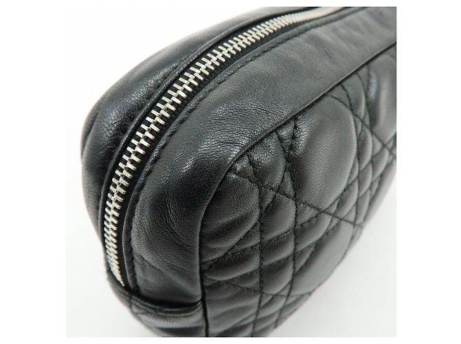 Christian Dior Lady Dior Cannage Accessory Pouch Makeup Bag Black - vista 12