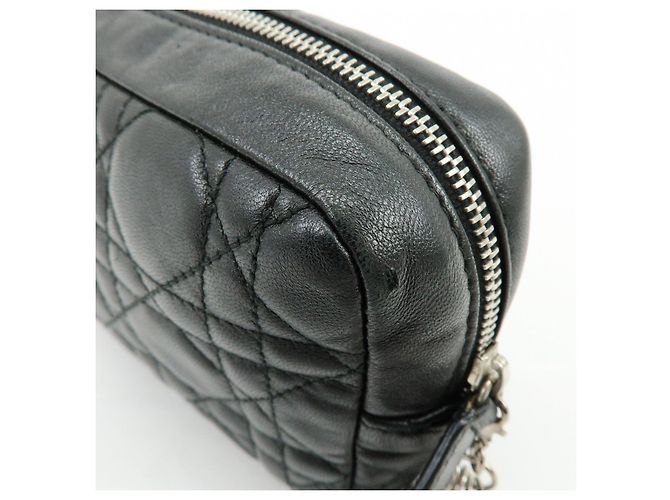Christian Dior Lady Dior Cannage Accessory Pouch Makeup Bag Black - vista 13
