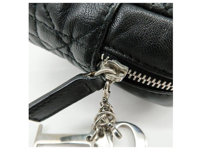 Christian Dior Lady Dior Cannage Accessory Pouch Makeup Bag Black - vista 17