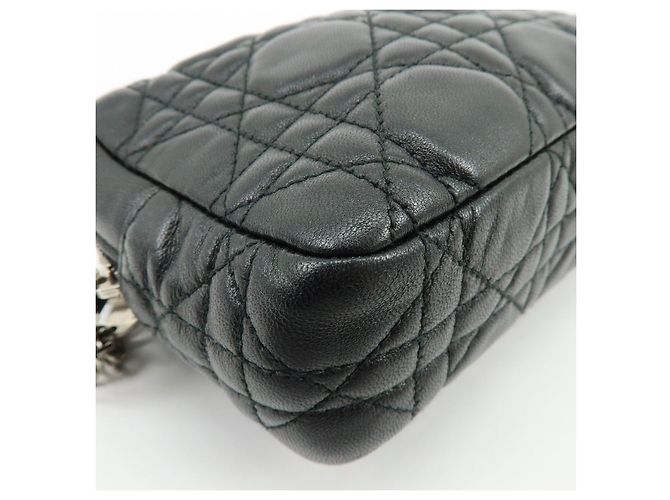 Christian Dior Lady Dior Cannage Accessory Pouch Makeup Bag Black - vista 6