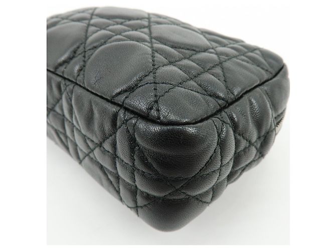Christian Dior Lady Dior Cannage Accessory Pouch Makeup Bag Black - vista 7
