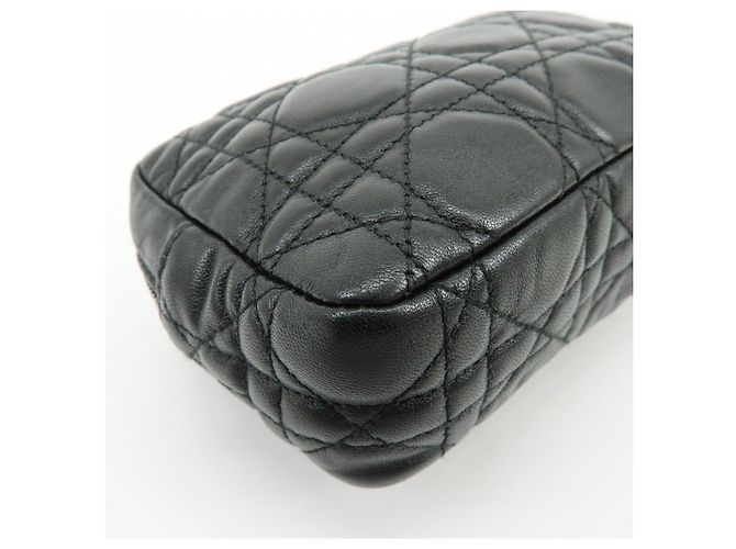 Christian Dior Lady Dior Cannage Accessory Pouch Makeup Bag Black - vista 8