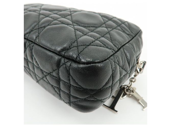 Christian Dior Lady Dior Cannage Accessory Pouch Makeup Bag Black - vista 9