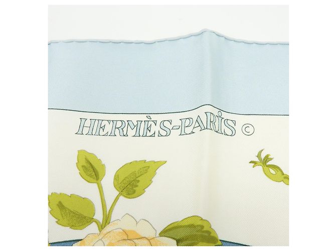 Hermès HERMES Carre 90 Seidentuch 100% Seide ROMANTIQUE Hellblau Hellgrün Rosa - Ansicht 10