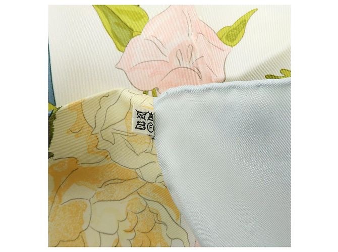 Hermès HERMES Carre 90 Seidentuch 100% Seide ROMANTIQUE Hellblau Hellgrün Rosa - Ansicht 12