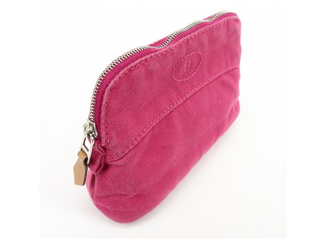 Hermès HERMES Bolide Pouch Mini Mini 16 Canvas Leather Cosmetic Pouch Pink - vista 4