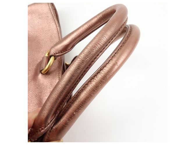 Borsa a mano e spalla 2Way PRADA in pelle Vitello Daino Rosa Metallizzato BN1713 - vista 11