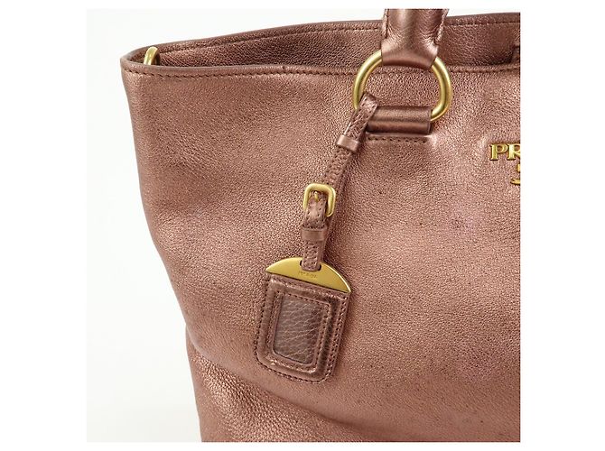 Borsa a mano e spalla 2Way PRADA in pelle Vitello Daino Rosa Metallizzato BN1713 - vista 15