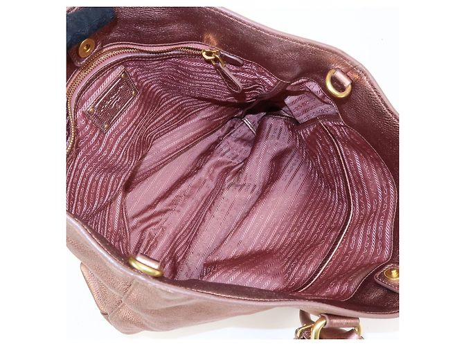 Borsa a mano e spalla 2Way PRADA in pelle Vitello Daino Rosa Metallizzato BN1713 - vista 20