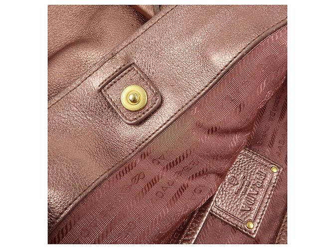 Borsa a mano e spalla 2Way PRADA in pelle Vitello Daino Rosa Metallizzato BN1713 - vista 21