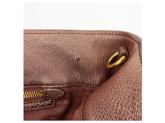 Borsa a mano e spalla 2Way PRADA in pelle Vitello Daino Rosa Metallizzato BN1713 - vista 22